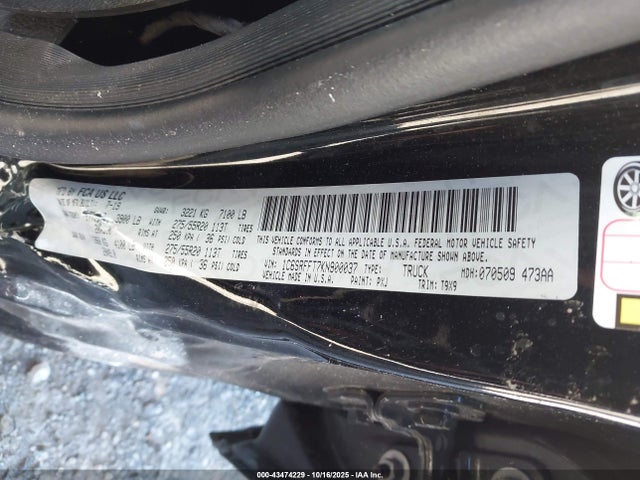 43474229 :رقم المزاد ، 1C6SRFFT7KN900037 vin ، 2019 Ram 1500 مزاد بيع