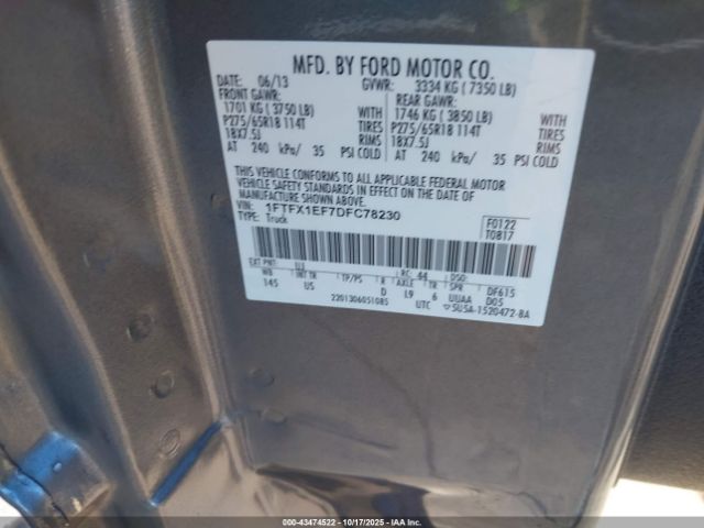 2013 FORD F-150 1FTFX1EF7DFC78230 Photo 8