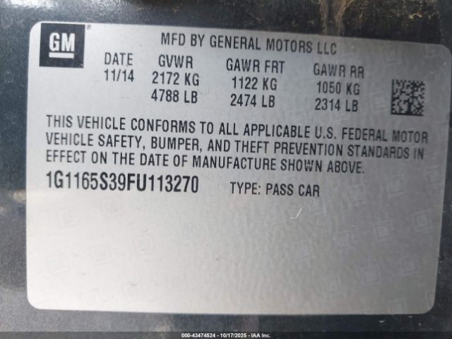 2015 CHEVROLET IMPALA 1G1165S39FU113270 Photo 8