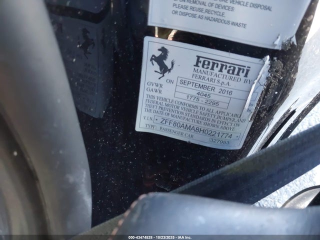 2017 FERRARI 488 SPIDER ZFF80AMA8H0221774 Photo 8