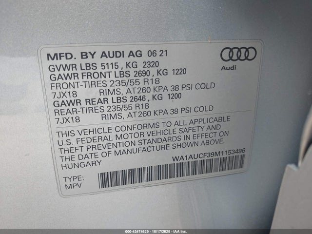 2021 AUDI Q3 WA1AUCF39M1153496 Photo 8