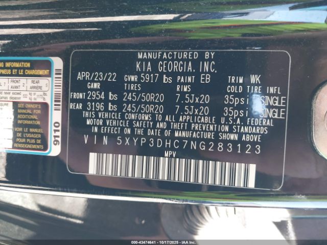 2022 KIA TELLURIDE 5XYP3DHC7NG283123 Photo 8