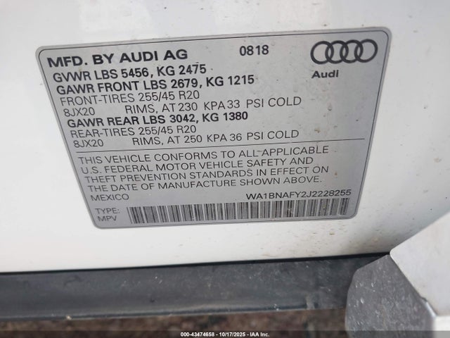 2018 AUDI Q5 WA1BNAFY2J2228255 Photo 8