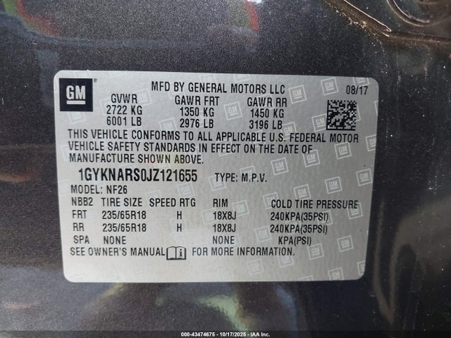2018 CADILLAC XT5 1GYKNARS0JZ121655 Photo 8