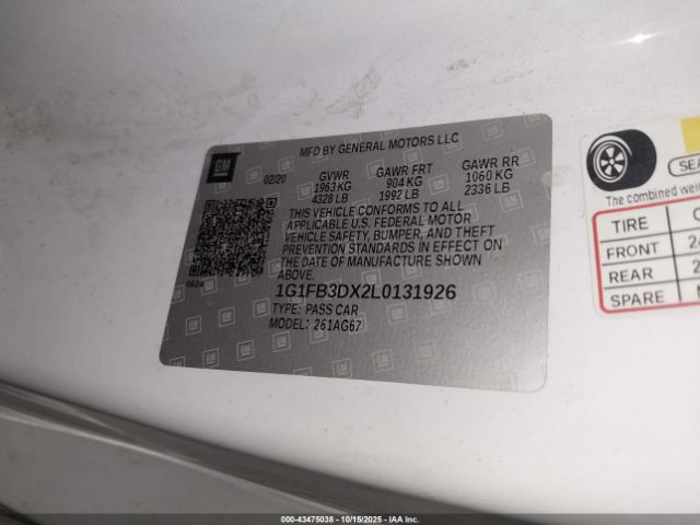 2020 CHEVROLET CAMARO 1G1FB3DX2L0131926 Photo 8