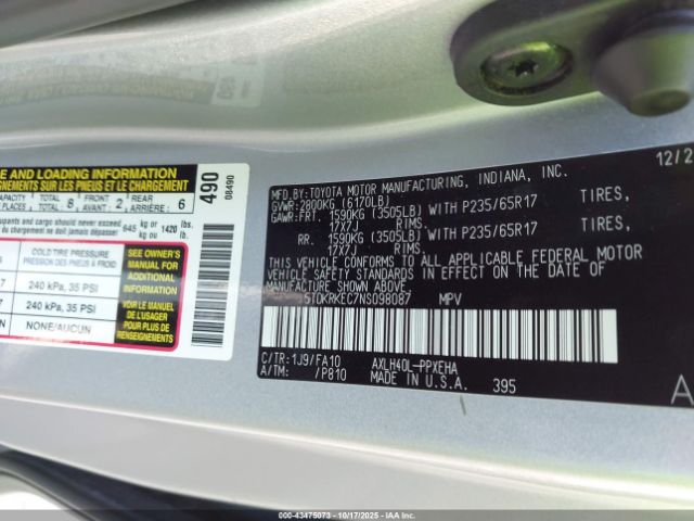 2022 TOYOTA SIENNA 5TDKRKEC7NS098087 Photo 8