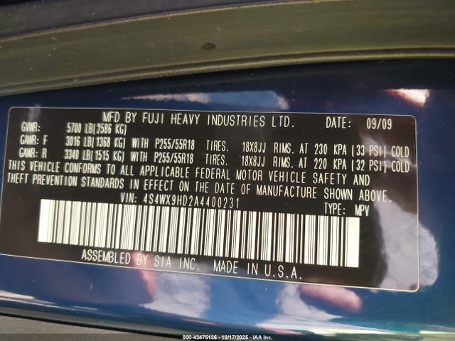 2010 SUBARU TRIBECA 4S4WX9HD2A4400231 Photo 8