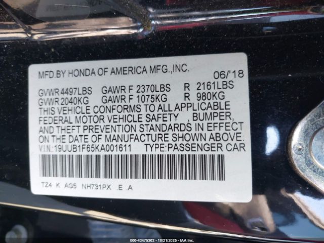 2019 ACURA TLX 19UUB1F65KA001611 Photo 8