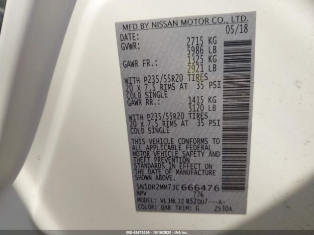 2018 NISSAN PATHFINDER 5N1DR2MM7JC666476 Photo 8