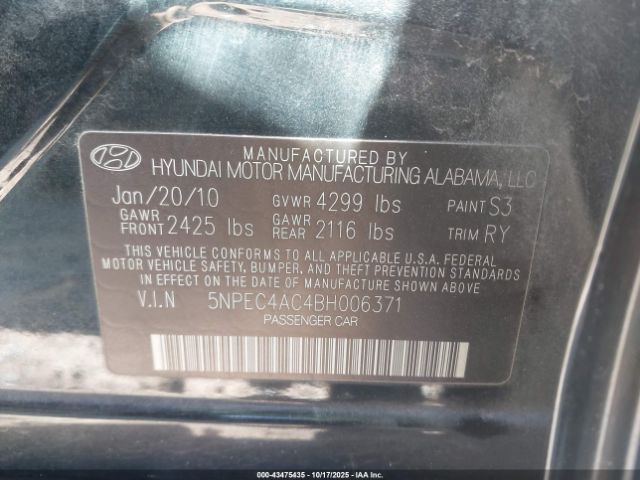 2011 HYUNDAI SONATA 5NPEC4AC4BH006371 Photo 8