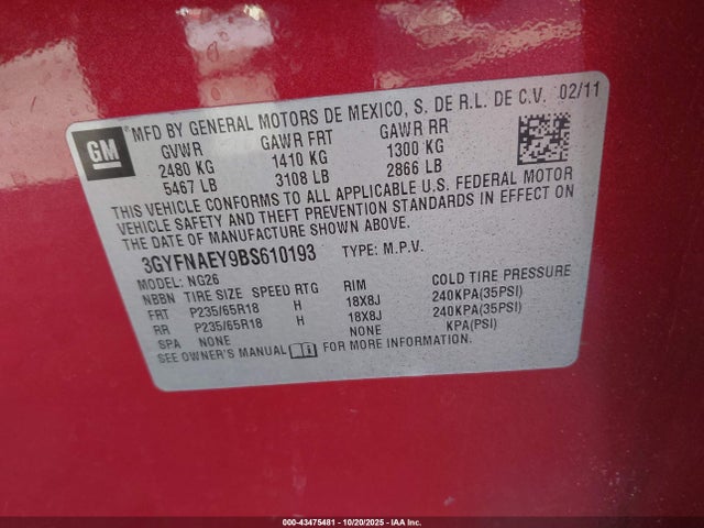 2011 CADILLAC SRX 3GYFNAEY9BS610193 Photo 8