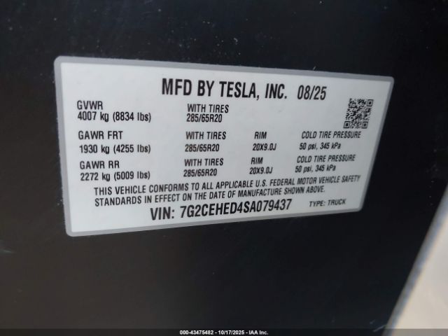 2025 TESLA CYBERTRUCK 7G2CEHED4SA079437 Photo 8