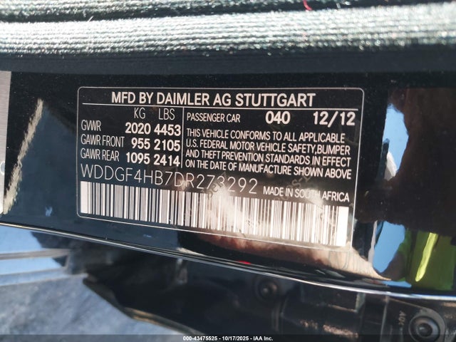 43475525 :رقم المزاد ، WDDGF4HB7DR273292 vin ، 2013 Mercedes-benz C 250 Sport مزاد بيع