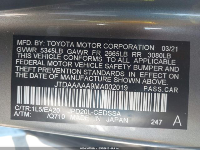 2021 TOYOTA MIRAI JTDAAAAA9MA002019 Photo 8