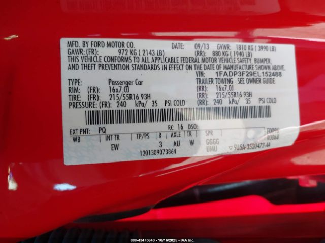 2014 FORD FOCUS 1FADP3F29EL152488 Photo 8