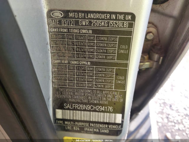 2012 LAND ROVER LR2 SALFR2BN9CH294176 Photo 8