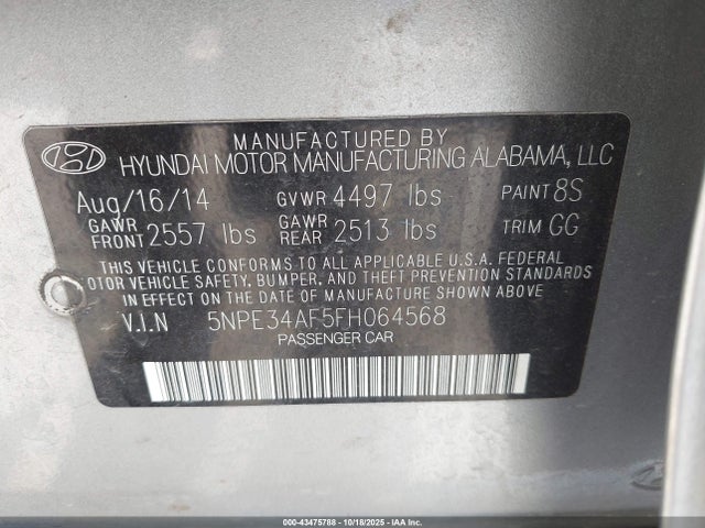 Hyundai Sonata Sport 2015 5NPE34AF5FH064568 Image 9