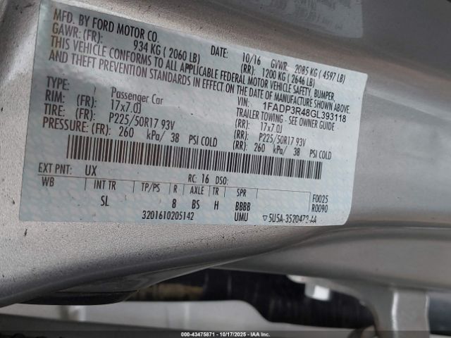 2016 FORD FOCUS ELECTRIC 1FADP3R48GL393118 Photo 8