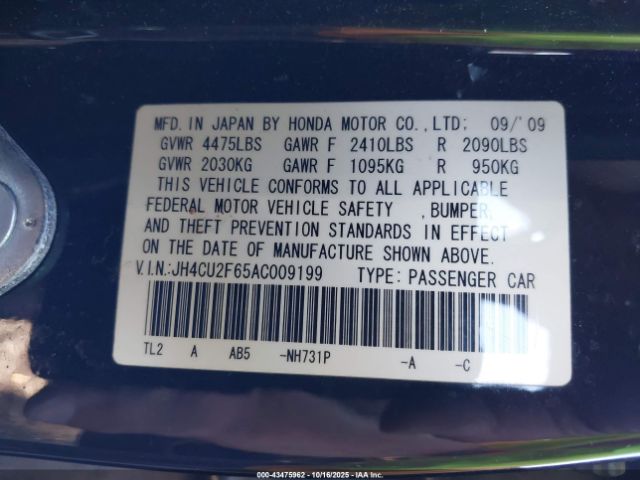 2010 ACURA TSX JH4CU2F65AC009199 Photo 8