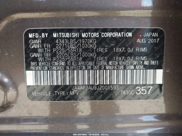 2018 MITSUBISHI OUTLANDER SPORT JA4AP3AU9JZ001593 Photo 8