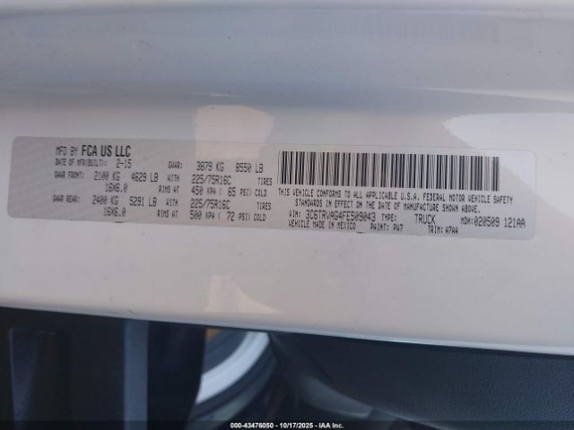 2015 RAM PROMASTER 1500 3C6TRVAG4FE509043 Photo 8