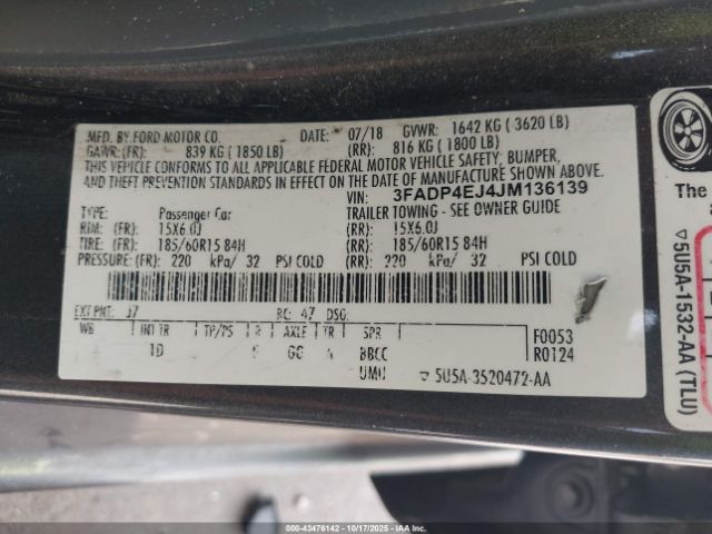 2018 FORD FIESTA 3FADP4EJ4JM136139 Photo 8