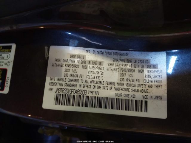 2015 MAZDA CX-9 JM3TB3DV3F0460509 Photo 8