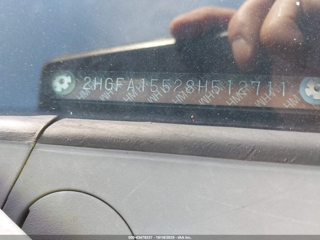 Aukcja sprzedaży 2008 Honda Civic Lx, vin: 2HGFA15528H512711, numer aukcji: 43476237