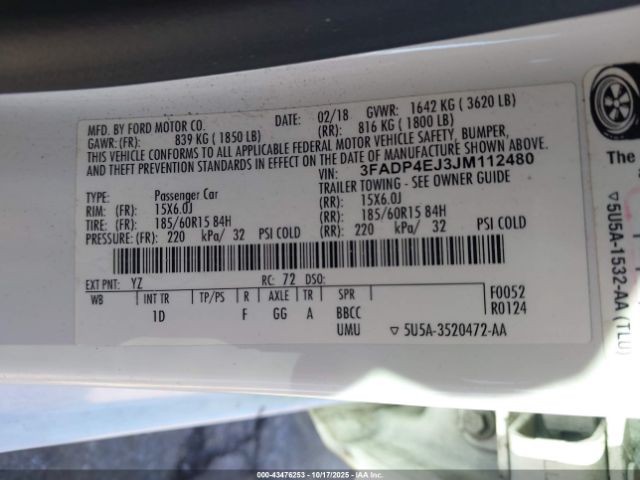 2018 FORD FIESTA 3FADP4EJ3JM112480 Photo 8