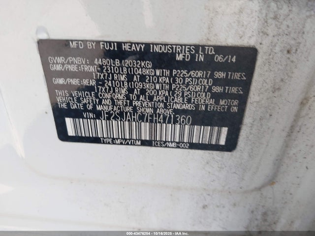 JF2SJAHC7FH471360 Subaru Forester 2.5i Limited