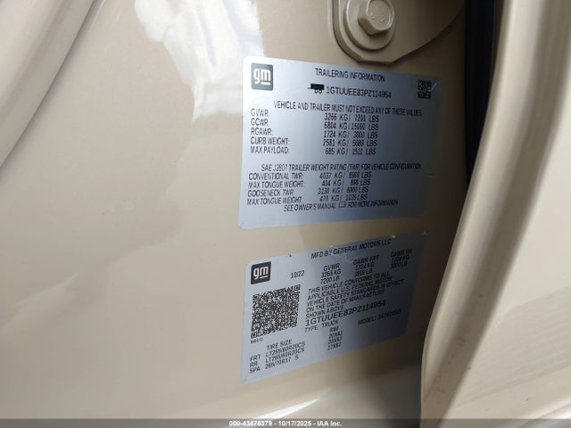 1GTUUEE83PZ114954 GMC Sierra 1500 4wd Short Box At4