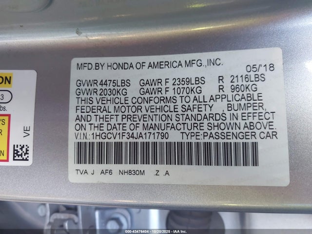 1HGCV1F34JA171790 Honda Accord Sport