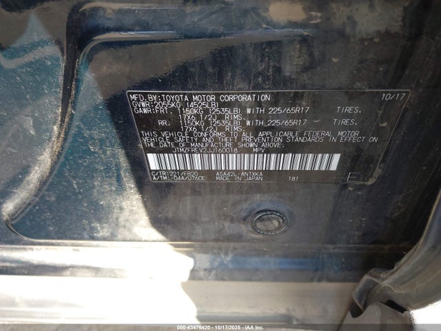 JTMZFREV2JJ160018 Toyota 2ar-fe