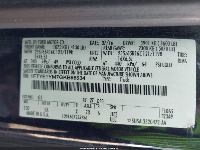 2016 FORD TRANSIT-150 1FTYE1YM7GKB56634 Photo 8