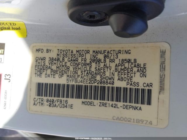 2013 TOYOTA COROLLA 5YFBU4EE2DP208840 Photo 8