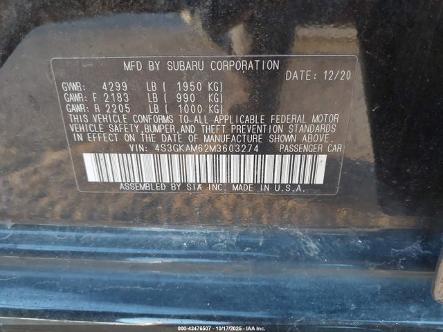 4S3GKAM62M3603274 Subaru Impreza Sport