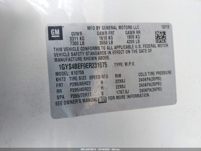 2014 CADILLAC ESCALADE 1GYS4BEF9ER231675 Photo 8