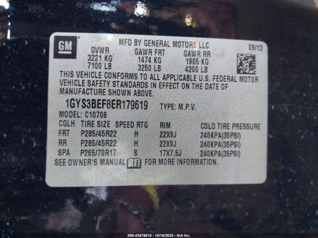 2014 CADILLAC ESCALADE 1GYS3BEF8ER179619 Photo 8