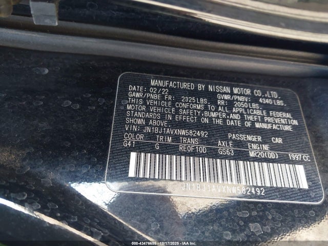 JN1BJ1AVXNW582492 Nissan Rogue Sport S Fwd Xtronic Cvt