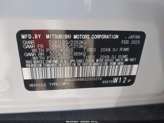 2025 MITSUBISHI OUTLANDER JA4J3VA86SZ025216 Photo 8