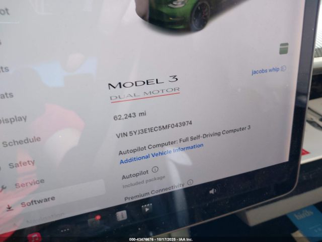 2021 TESLA MODEL 3 5YJ3E1EC5MF043974 Photo 6
