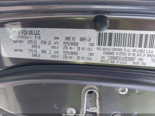 2019 RAM 1500 CLASSIC 1C6RR6FG1KS539987 Photo 8