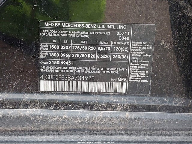 2011 MERCEDES-BENZ GL 350 BLUETEC 4JGBF2FE3BA734923 Photo 8