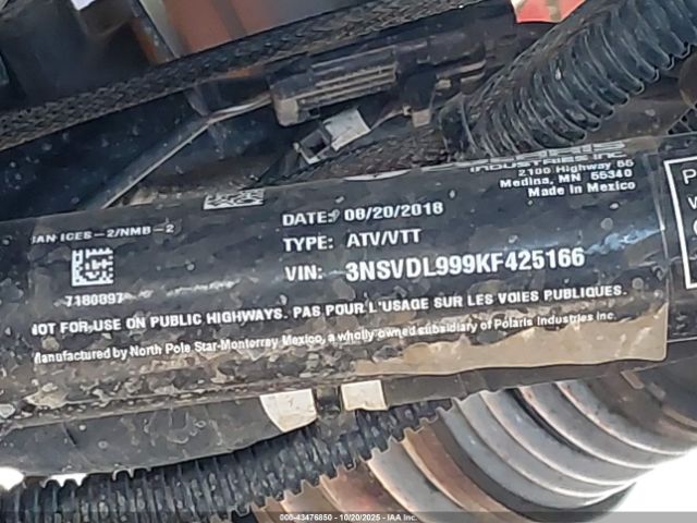 2019 POLARIS RZR 3NSVDL999KF425166 Photo 9