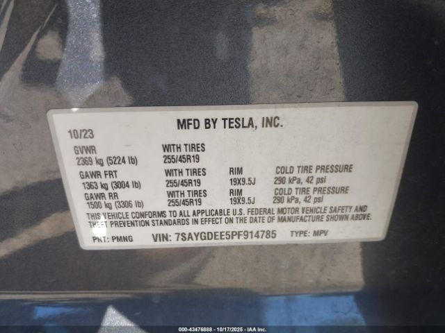 2023 TESLA MODEL Y 7SAYGDEE5PF914785 Photo 8