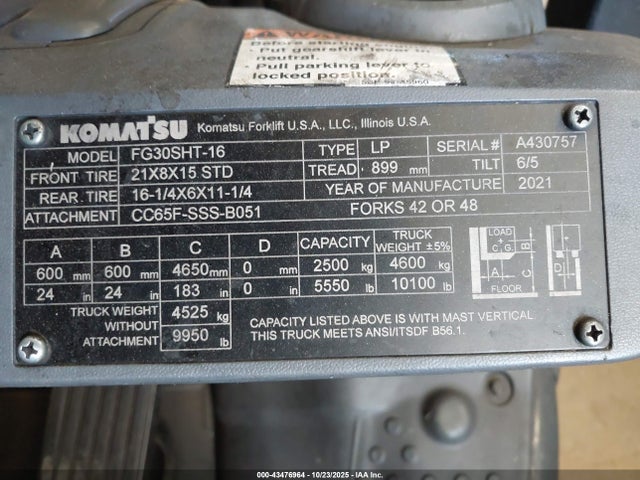Aukcja sprzedaży 2021 Komatsu Fg30sht-16, vin: A430757, numer aukcji: 43476964