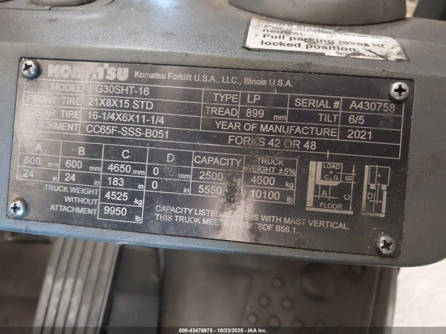 Aukcja sprzedaży 2021 Komatsu Fg30sht-16, vin: A430758, numer aukcji: 43476975