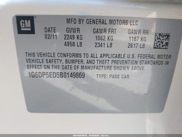 2011 CADILLAC CTS 1G6DP5ED5B0149869 Photo 8