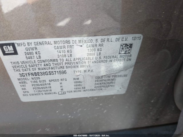 2016 CADILLAC SRX 3GYFNBE38GS571596 Photo 8