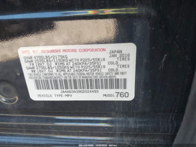 2016 MITSUBISHI OUTLANDER JA4AD3A39GZ024493 Photo 8